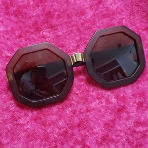 Brown Geometric Sunglasses
